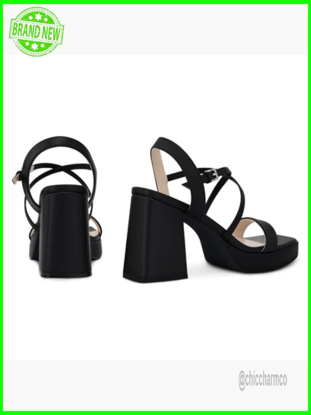 Chunky Platform Heels - 3.9" High Heel Sandals Strappy Dressy - Picture 4 of 7